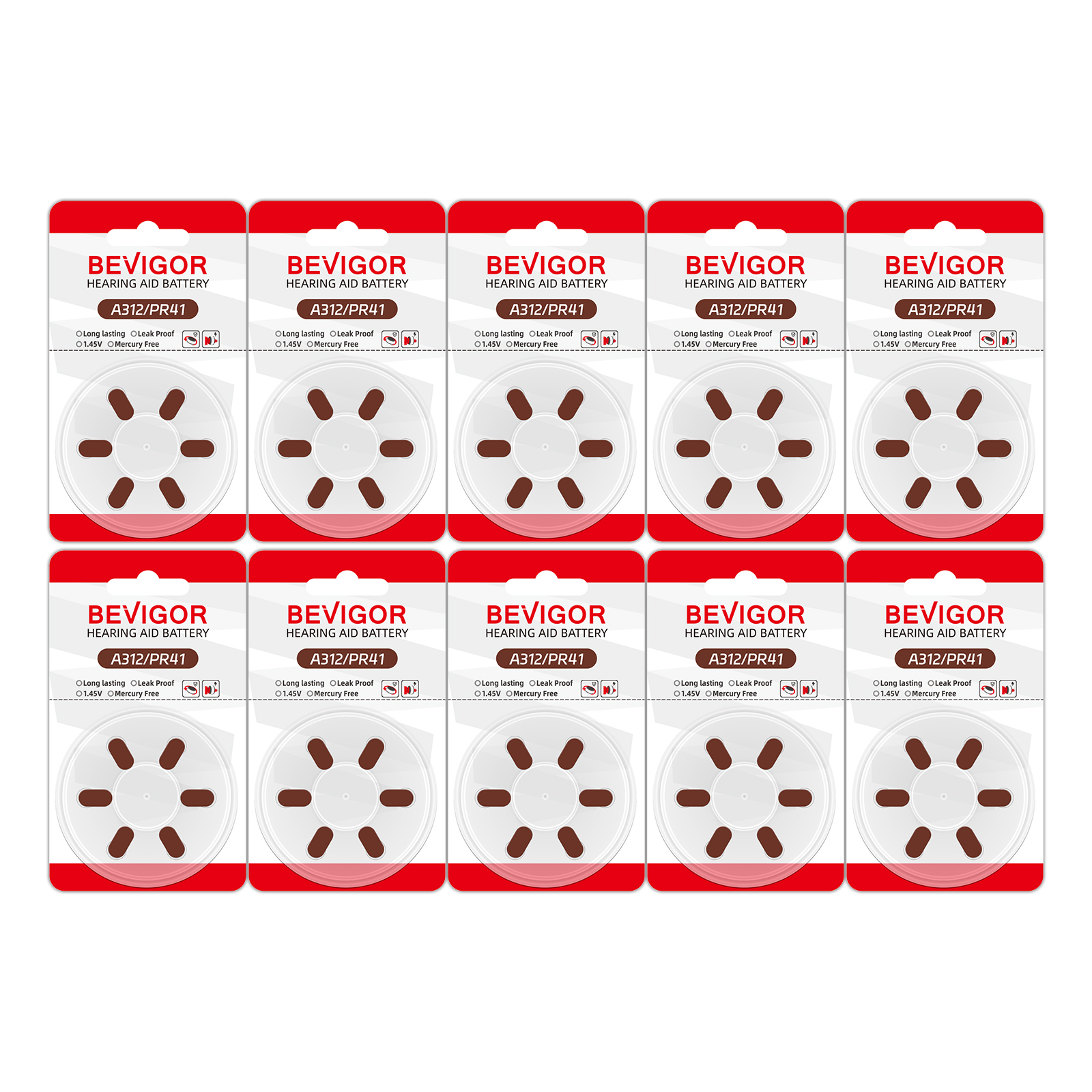 Cards of size 312 hearing-aid batteries